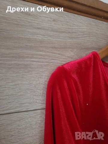 Официална червена рокля с блясък , снимка 3 - Рокли - 52688259