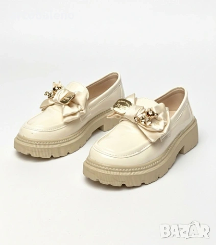 Дамски бежови мокасини с декорация Isabella, снимка 2 - Дамски ежедневни обувки - 53714666
