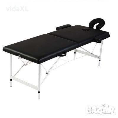 vidaXL Черна сгъваема масажна кушетка 2 зони с алуминиева рамка(SKU:110088, снимка 1 - Масажори - 45484143