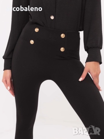 Дамски черен елегантен клин с декоративни копчета, снимка 6 - Клинове - 51830566