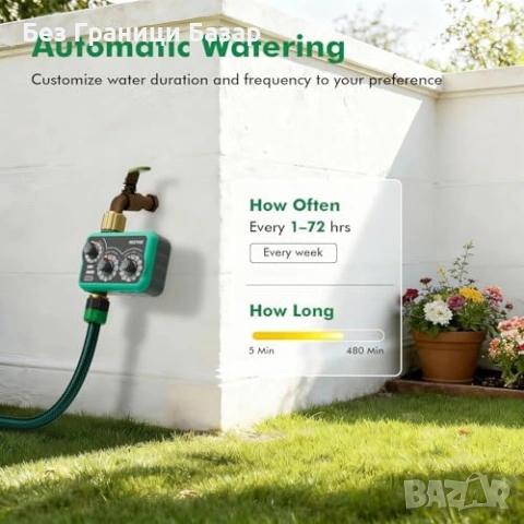 Нов Таймер за поливане с месингов вход и изход 3 режима за маркуч 480 минути ръчен и дъждовен, снимка 8 - Напояване - 54069103