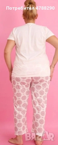  Голям размер памучен пижамен комплект , снимка 2 - Пижами - 54114579