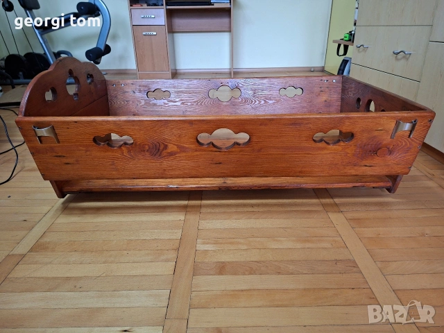 Бебешка дървена люлка за градина, ретро стил., снимка 3 - Градински мебели, декорация  - 54282064