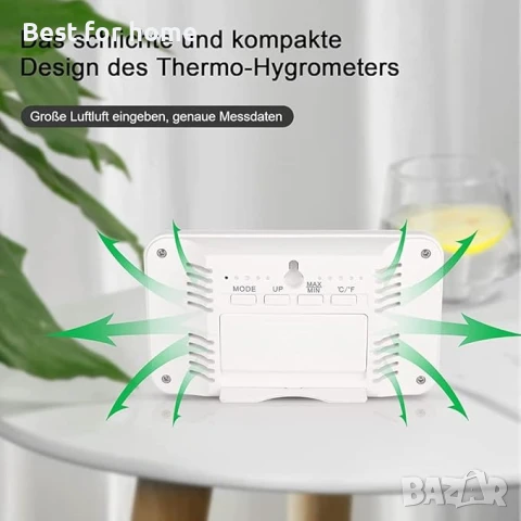 Термометър , хигрометър  будилник, LCD дисплей Seprendi (бял или черен), снимка 5 - Друга електроника - 50808188