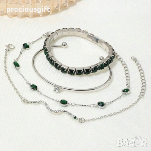 Комплект бижута - 4 броя гривни, наличен в 2 цвята - злато или сребро, снимка 9 - Гривни - 52913392