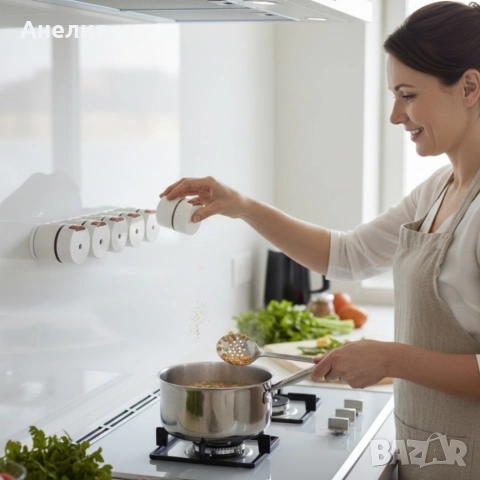 Магнитни стъклени буркани за подправки 6бр