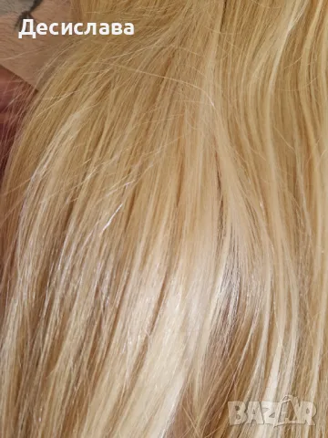 Лукс коса 100грама, рус цвят #613, плътен блестящ косъм, трайно поставяне подходяща., снимка 2 - Аксесоари за коса - 49397886