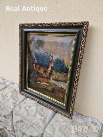 Много стара уникална антикварна авторска картина масло върху платно , снимка 5 - Картини - 53912924