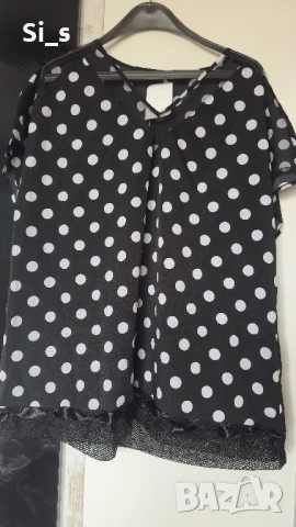 Шифон блузка с тюл 2хл-3хл, снимка 2 - Тениски - 53593261