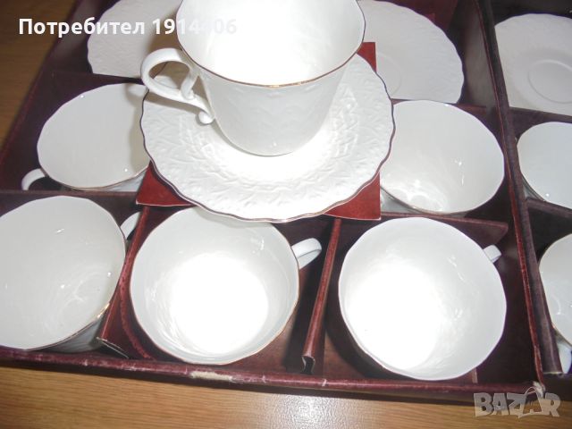 Елегантен сервиз за чай от костен порцелан със златен кант  и с прекрасен дизайн, лимитирана серия,, снимка 7 - Сервизи - 46462710