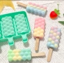 4 геометрични килийки диамантени ескимо сладолед Popsicle Попсикъл молд силиконов форма калъп, снимка 1