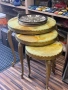 Антикварен комплект 3 ониксови масички с месинг , снимка 6