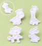4 бр животни заек зебра жираф маймуна пластмасови форми форма печат печати пластмасови за сладки 