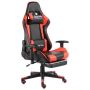 vidaXL Въртящ геймърски стол с подложка за крака, червен, PVC(SKU:20497