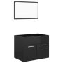 vidaXL Комплект мебели за баня от 2 части, черен гланц, ПДЧ, снимка 1 - Други - 45913335