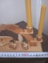 Немски дървени старинни Коледни въртележка и свещник, снимка 2