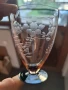 стъклена гравирана чаша за ракия цветно стъкло   26/1, снимка 2