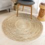 Кръгъл килим от юта 150см Бохо стил Естествени растителни влакна, снимка 1 - Килими - 45450187