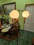 Уникална много красива антикварна английска бронзова подова лампа , снимка 2