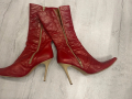 Червени елегантни ботуши на ток, снимка 4