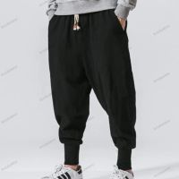 Мъжки хип-хоп дишащи памучни ленени панталони, 3цвята , снимка 4 - Панталони - 45714128