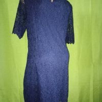 Тъмносиня рокля с рязана бродерия и подплата , снимка 5 - Рокли - 45697433