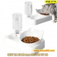Дозатор за вода за котки с купичка за храна 2 в 1 - КОД 3779, снимка 4 - Други стоки за животни - 45119485