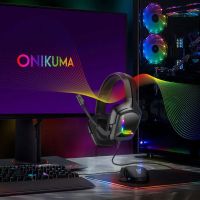 Слушалки Onikuma K20, За компютър, Микрофон, Подсветка, 3.5mm, USB, Черен, снимка 1 - Слушалки и портативни колонки - 45845447