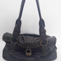 Италианска кожена чанта L.CREDI, Голяма кафява чанта с две дръжки за рамо, снимка 1 - Чанти - 46203385