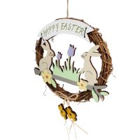 4747 Великденски венец с надпис Happy Easter и Зайчета, снимка 2 - Декорация за дома - 45419486