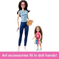 Комплект за игра Barbie Art Therapy с кукла терапевт, малка кукла с  емоджи тениска и аксесоари, снимка 2 - Кукли - 45117595
