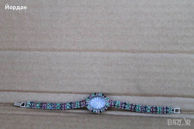 Дамски сребърен часовник ''Vialux'' с полускъпоценни камъни, снимка 1