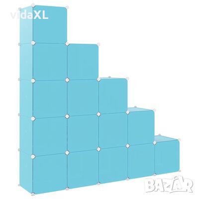 vidaXL Детски кубичен шкаф за съхранение с 15 куба, бял, PP(SKU:340575, снимка 1
