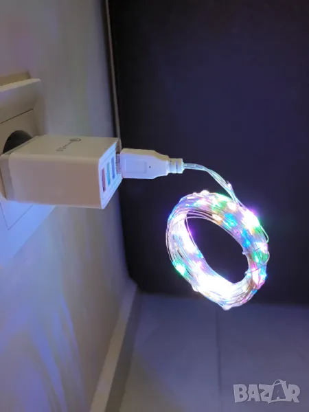 LED коледни мини лампички USB, 10м мини цветни Лед лампи, снимка 1