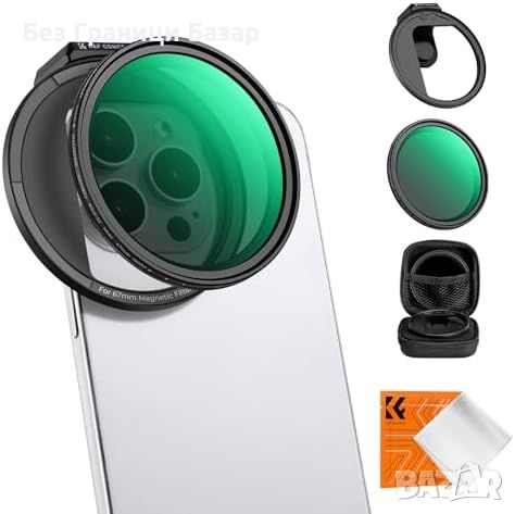 Нов K&F Concept 67mm Магнитен Променлив ND2-32 Филтър за iPhone Айфон, снимка 1