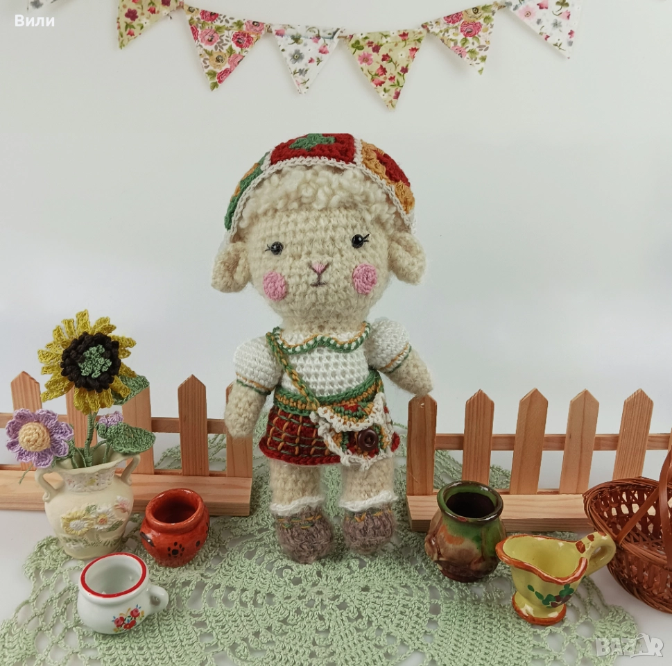 Агънце плетена играчка, играчка ръчна изработка, овца играчка, снимка 1