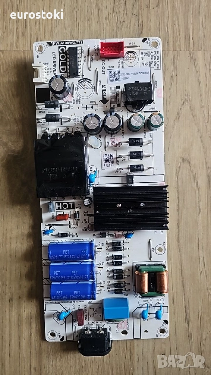 PW.A100W2.772 платка захранване за телевизор TCL 55V6C-UKX7 Свалено от работещ телевизор със спукана, снимка 1