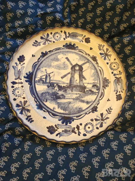 Delft антикварна  оригинална чиния за стена , снимка 1