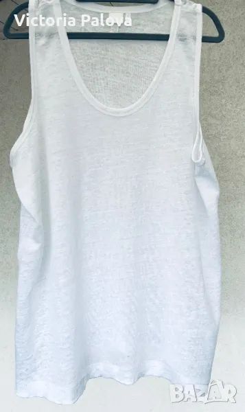 Бял топ/потник 100% лен, снимка 1