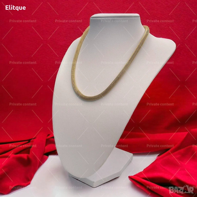 У н и с е к с F e n d i колие ланец от медицинска стомана с позлатено покритие с изчистена змийска п, снимка 1