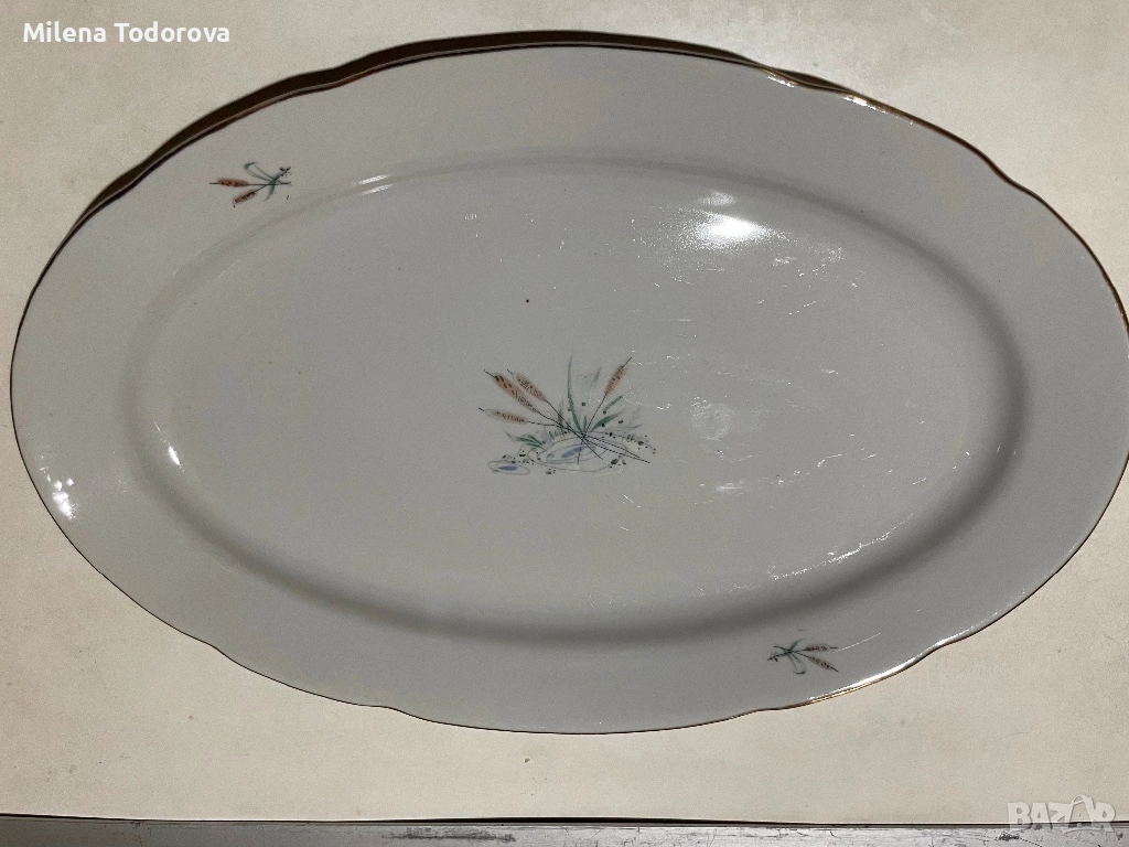  Голямо елипсовидно, порцеланово плато с маркировка, снимка 1