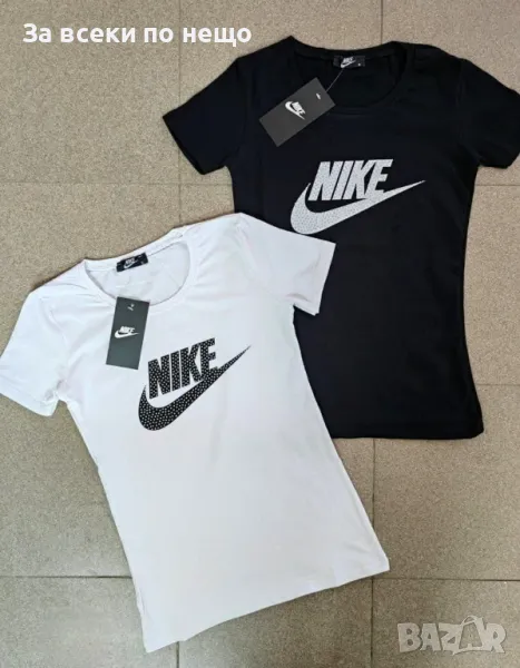 Nike Дамска Бяла Памучна Тениска С Лого С Камъни👚Дамска Блуза С Къс Ръкав Найк Код B322, снимка 1