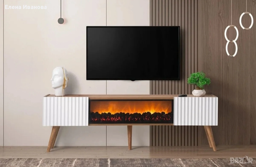 Декоративна камина заедно с шкаф ,170см, снимка 1