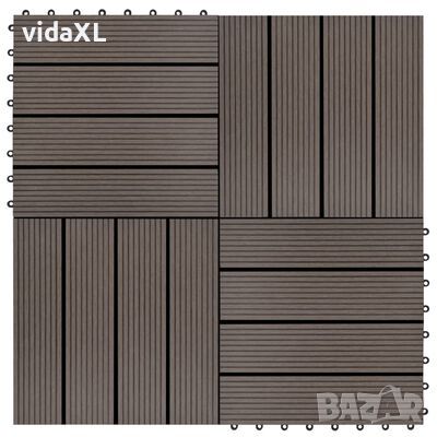 vidaXL 11 бр декинг плочки, WPC, 30x30 см, 1 кв.м., тъмнокафяви（SKU:45025, снимка 1