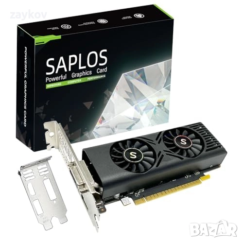 SAPLOS GTX 1050 видеокарта за компютър, 4GB GDDR5 128-bit, HDMI DisplayPort DVI-D, GPU, снимка 1