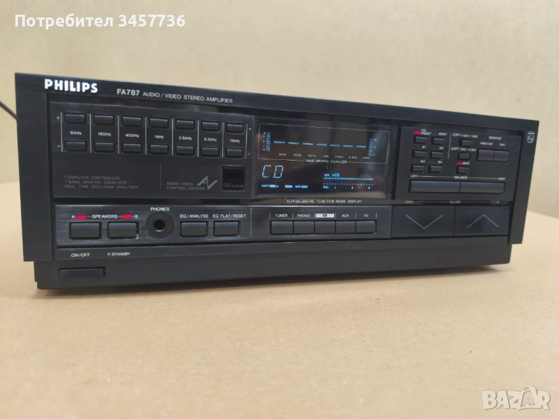 Стерео усилвател с графичен еквалайзер Philips FA787 Made in Japan, снимка 1