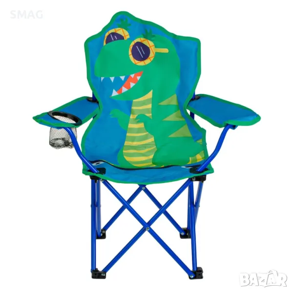 Детски сгъваем къмпинг стол син динозавър с калъф 35x35x57см S_1221755, снимка 1