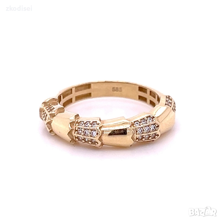 Златен дамски пръстен BULGARI 3,49гр. размер:58 14кр. проба:585 модел:36276-6, снимка 1
