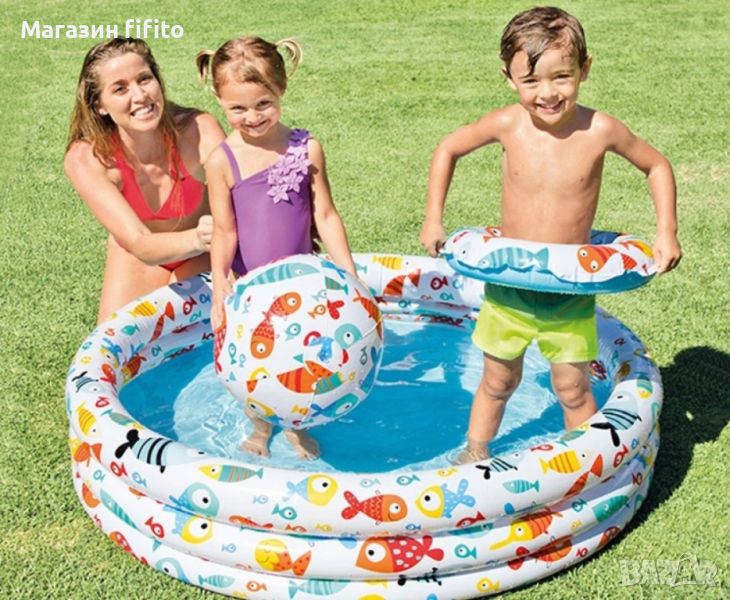 Детски надуваем басейн с 3 надуваеми пръстена; Размер басейн: 132 х 28 см.;, снимка 1