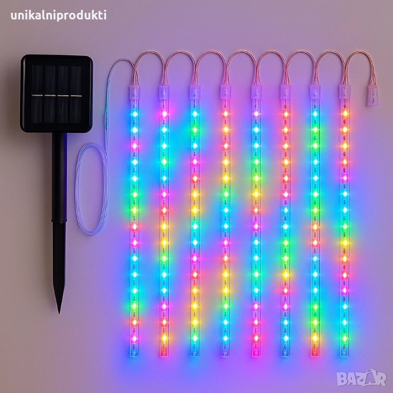  НАМАЛЕНИЕ 12.99 Соларни коледни лампички LED Многоцветна светлина 3м х 30см падащ сняг, снимка 1